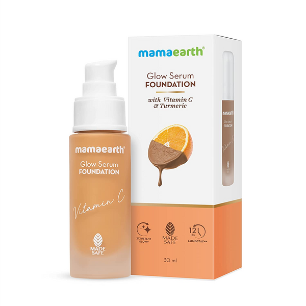 Mamaearth 07 Toffee Glow Serum Foundation With Vitamin C 30ml Makeup and Accessories Mamaearth