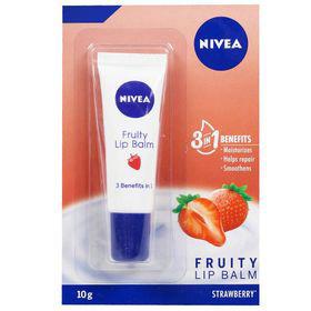 Nivea 3 in 1 Benefits Lip Balm, Fruity Strawberry, 10g Health and Beauty Nivea