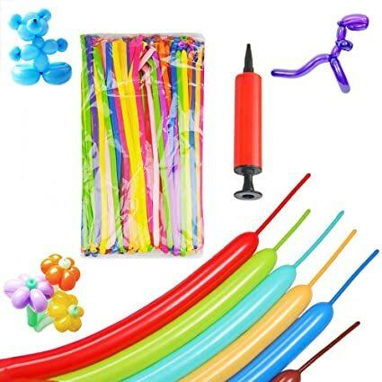 Hebei Balloons Long Balloons With Pump (100 Pcs) Birthday Supplies Hebei Ballons