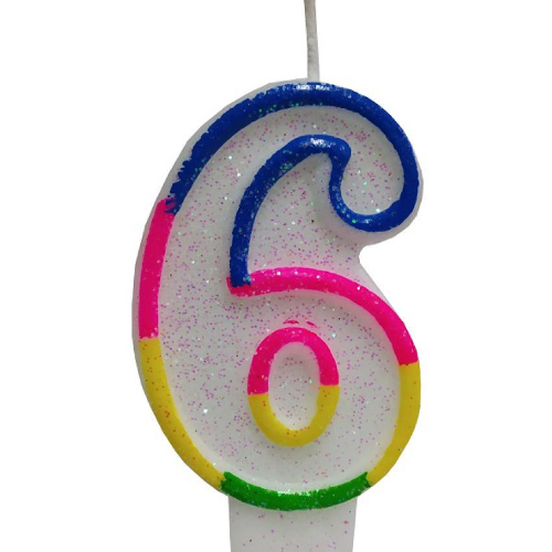 Number Candle Jari Glitter NO -06 Birthday Supplies Birthday Goodies