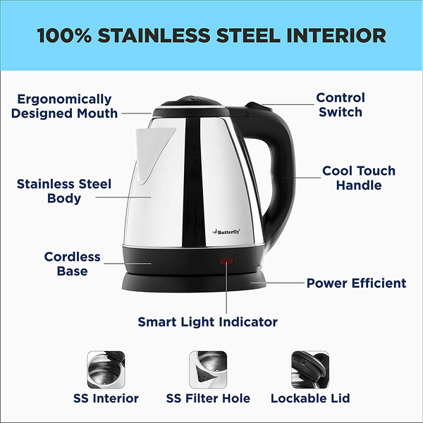 Butterfly Electric Kettle EKN-1.5Ltr Black Electronics Butterfly