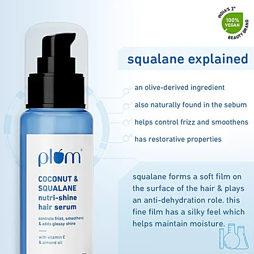 Plum Coconut & Squalane Nutri-Shine Hair Serum - With Vitamin E & Almond Oil, 75 ml simple plum