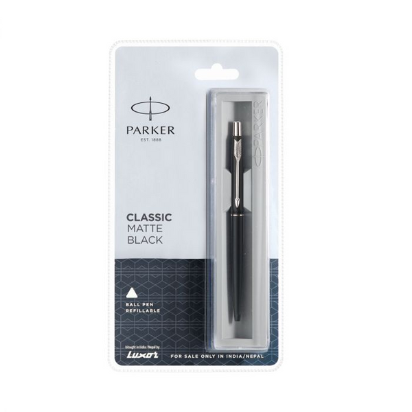 Luxor Parker Classic Matte Black Chrome TrimBall Pen Stationary and School Supplies Luxor