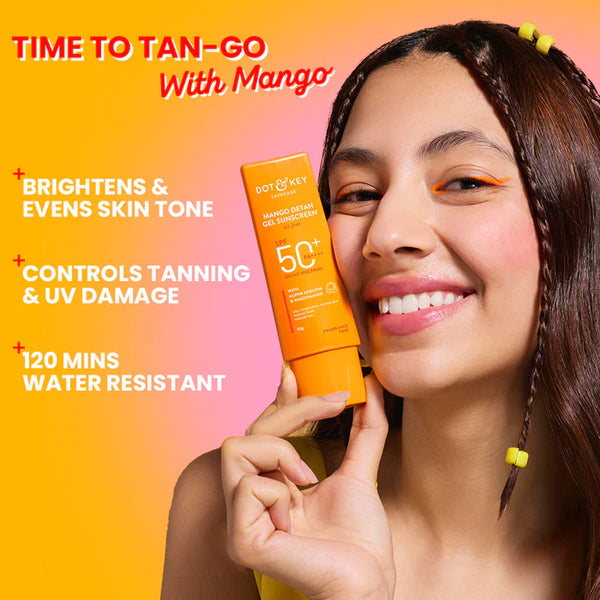 Dot & Key Mango Detan Gel Sunscreen oil-free SPF 50+ PA+++ 80g simple Dot&Key
