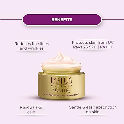 Lotus Herbals Youthrx Anti Ageing TransForming Crème, SPF 25 Pa+++, 10g simple Lotus