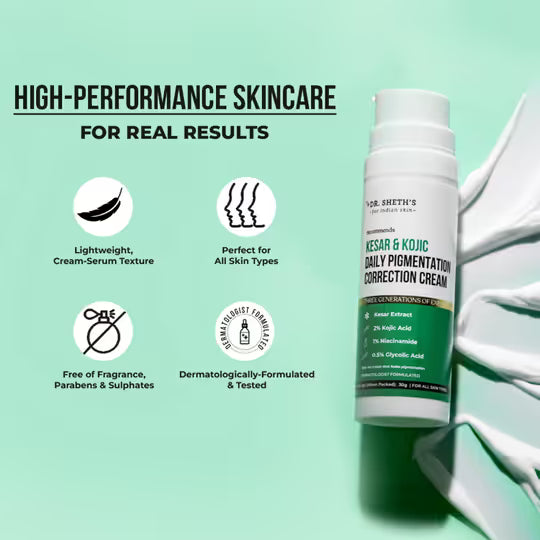 Dr. Sheth's Kesar & Kojic Daily Pigmentation Correction Cream (30g) simple DR Sheeths