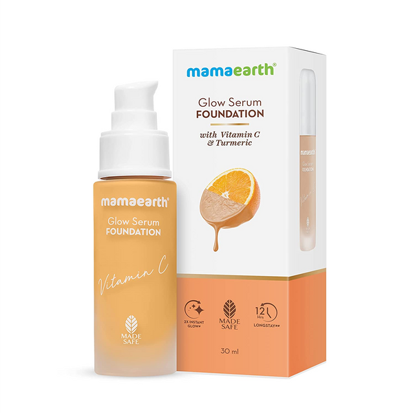 Mamaearth 02 Creme Glow Glow Serum Foundation With Vitamin C 30ml Makeup and Accessories Mamaearth